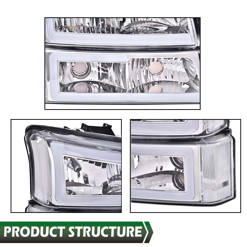 LED DRL Headlights Bumper Lamps for Chevy Silverado 1500 (2003–2007)