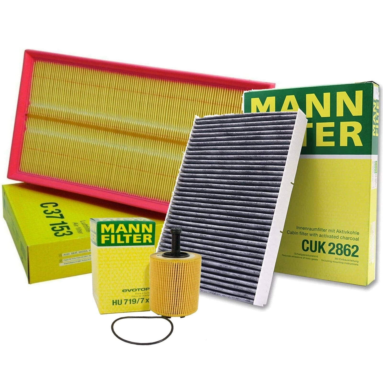 Mann Oil Air Carbon Cabin Filter Service Kit for Audi 3.2 BHE VW 2.8 BDF (2000–2006)