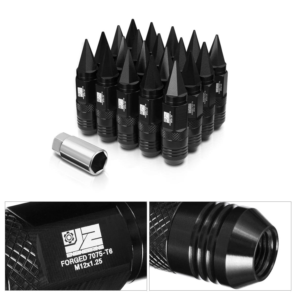 20Pcs M12x1.25 Acorn Lug Nuts for Universal Fit (Open/Closed End, Black)