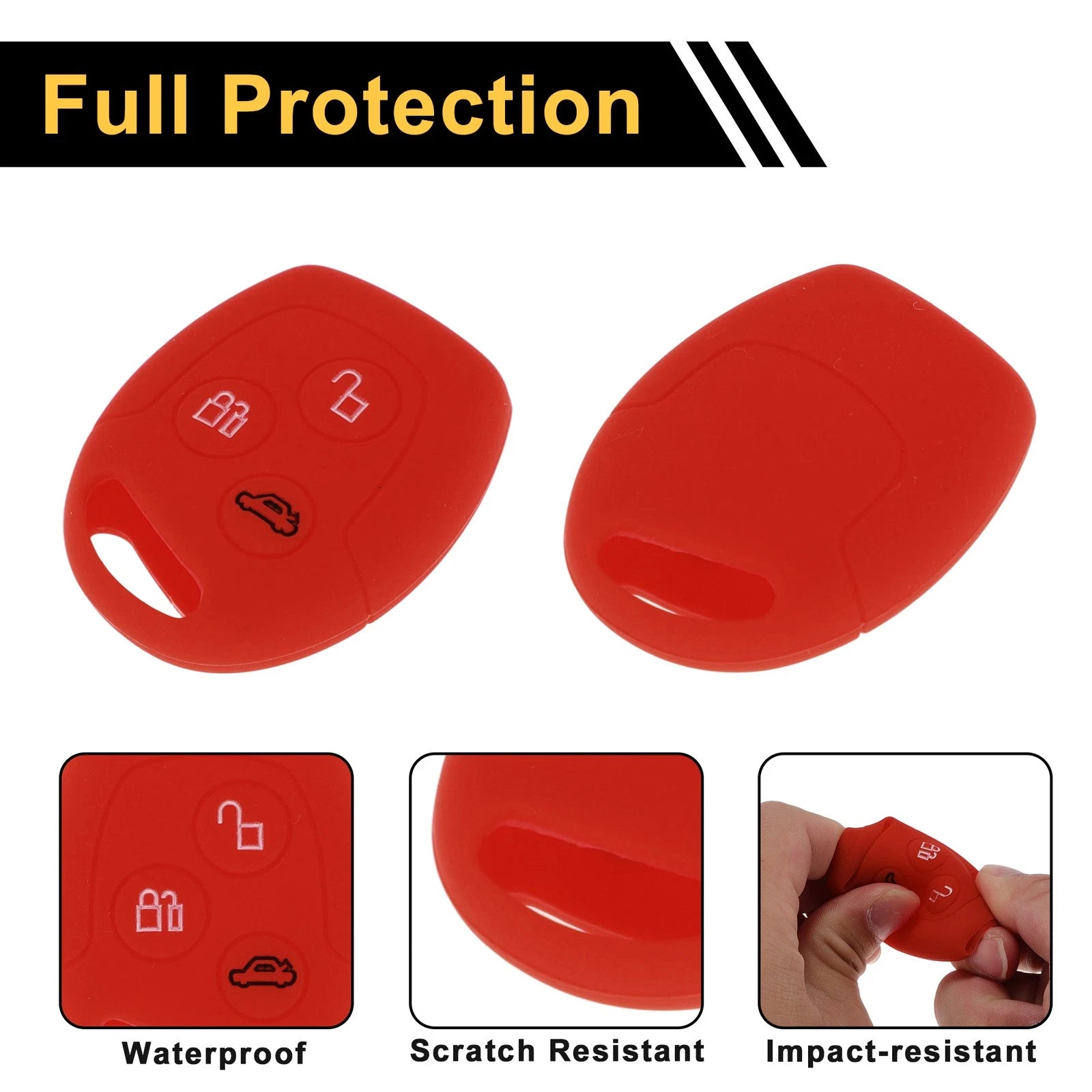 Red Car Key Case for Ford Courier (2016–2023) - 3 Buttons