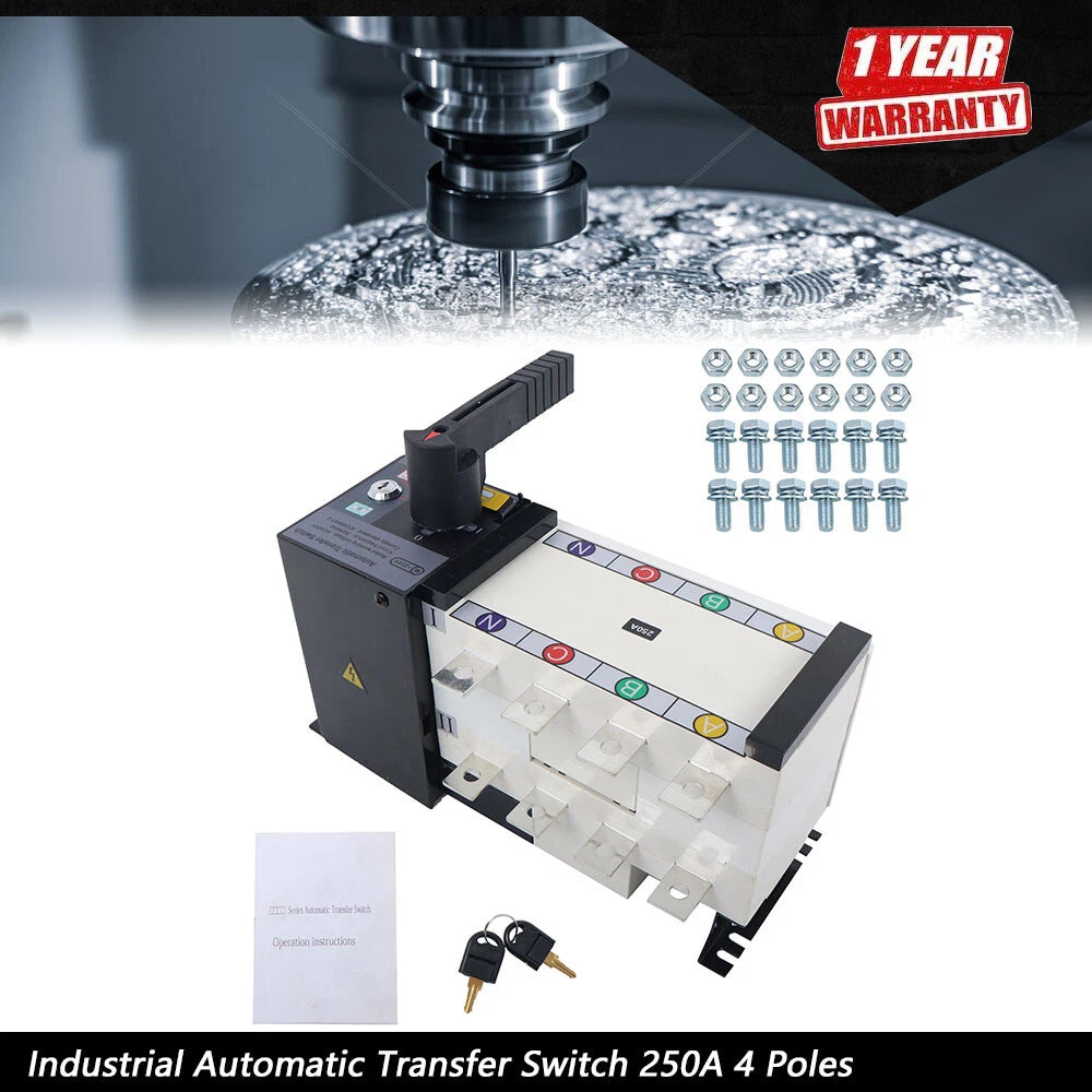 Automatic Transfer Switch for Generator (250A, 4 Poles, 110V-220V)