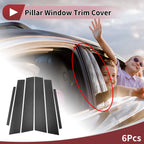 6 Pcs Car Door Pillar Window Trim for Honda City (2008–2014) Black Carbon Fiber