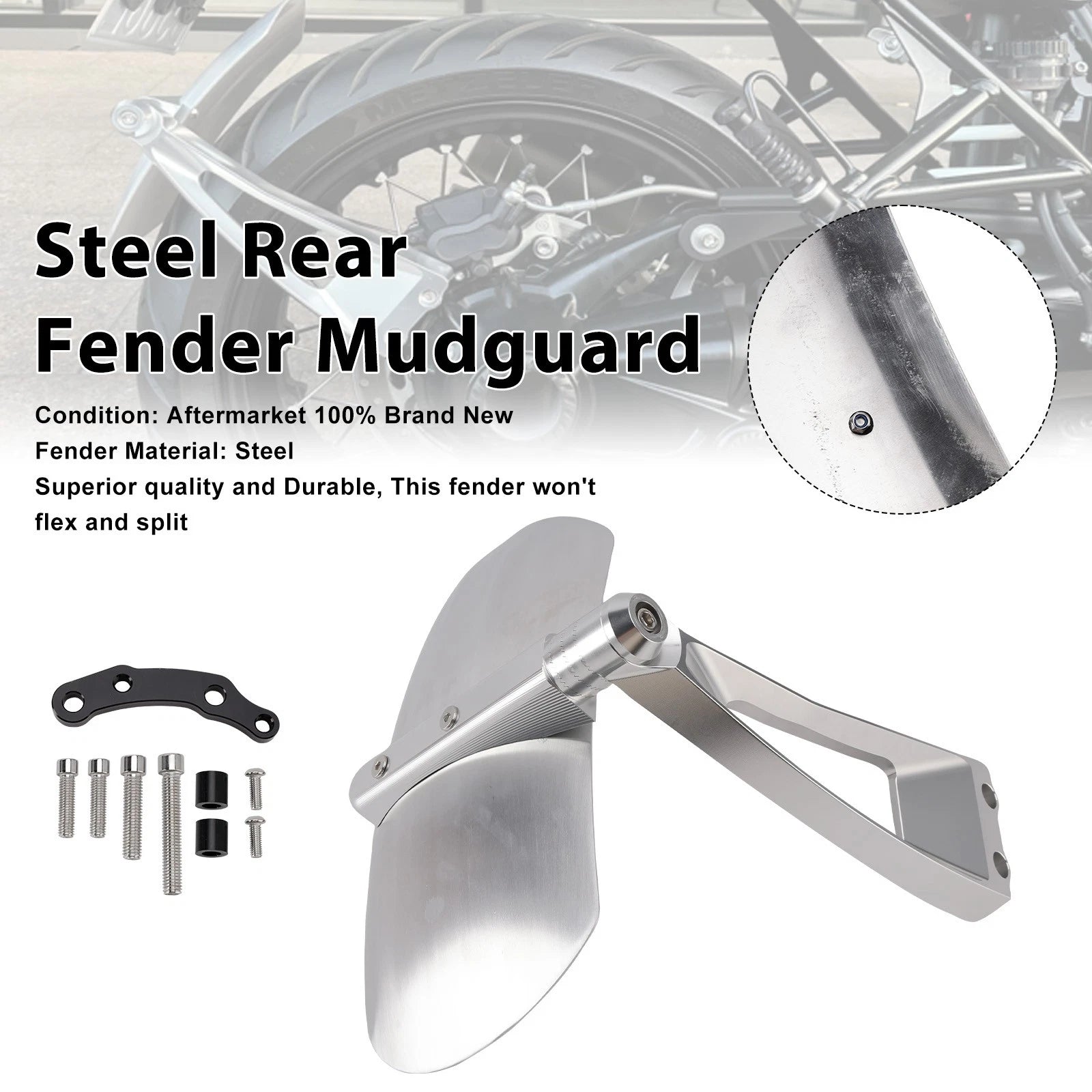 Steel Rear Fender Mudguard for BMW R12 R12S R nineT Scrambler (2014–2023)