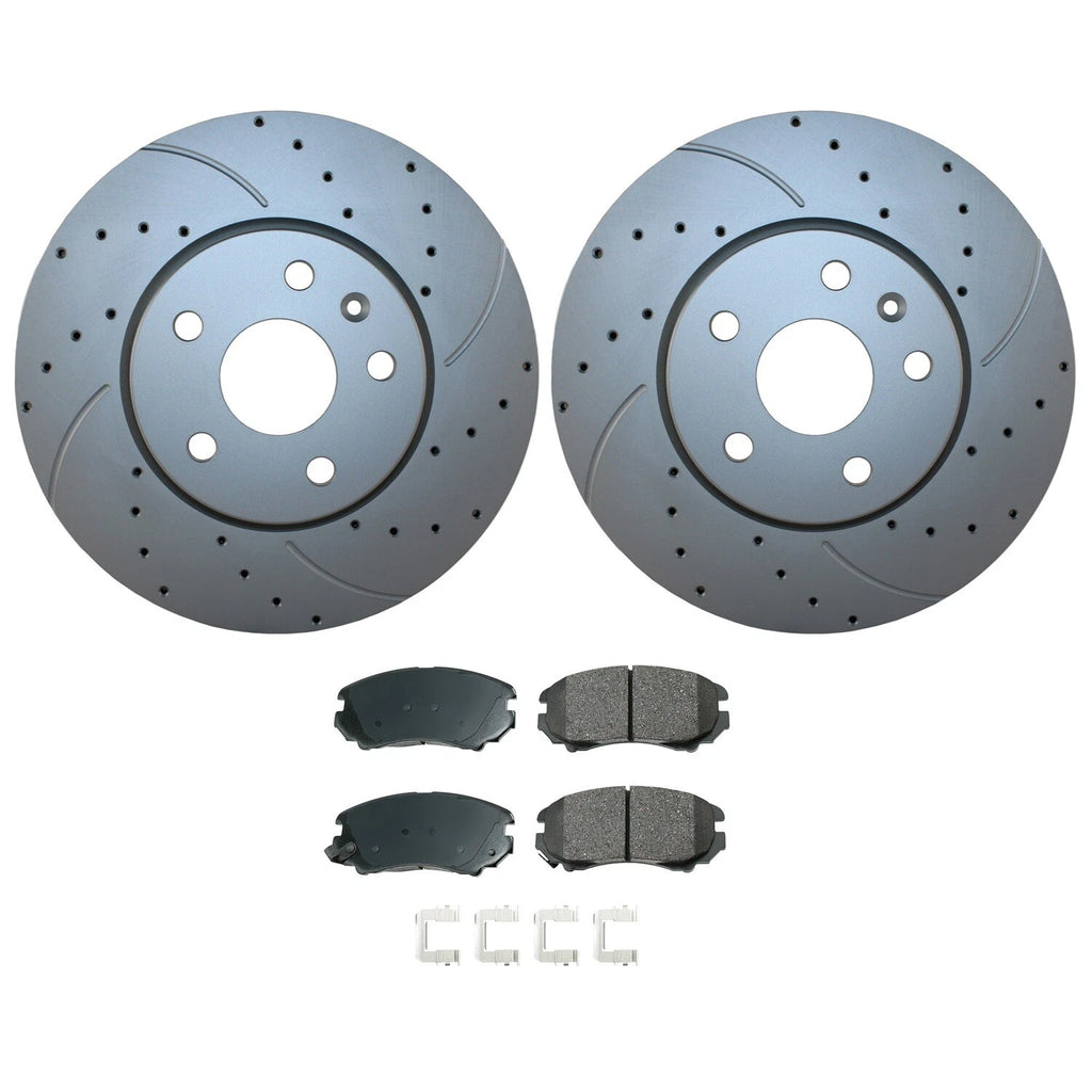 Front Brake Kit Set of 4 Drilled Rotors & Akebono Ceramic Pads for Buick Chevy GMC