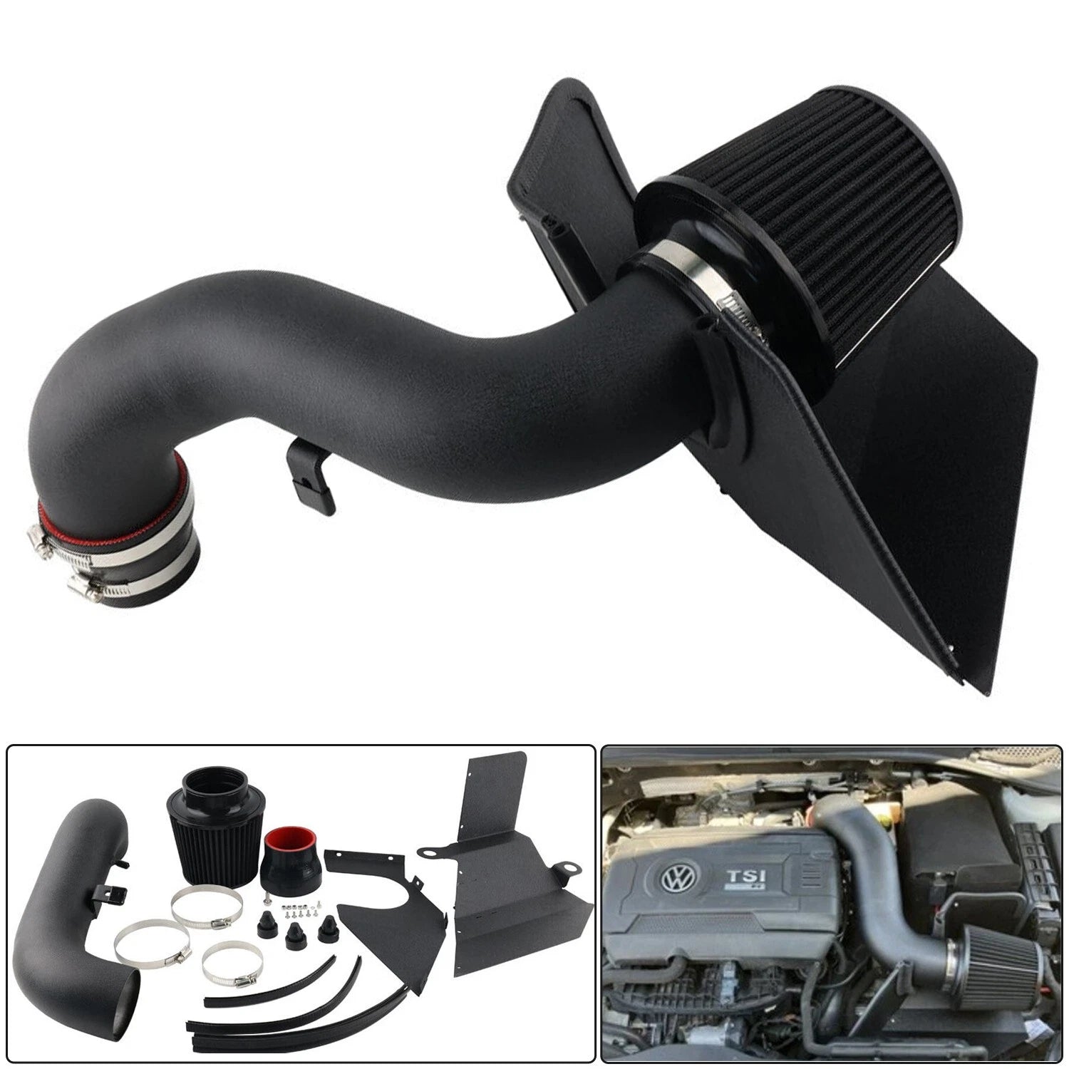 Cold Air Intake Kit w/ Filter Heat Shield for VW Golf GTi R (2015–2020)