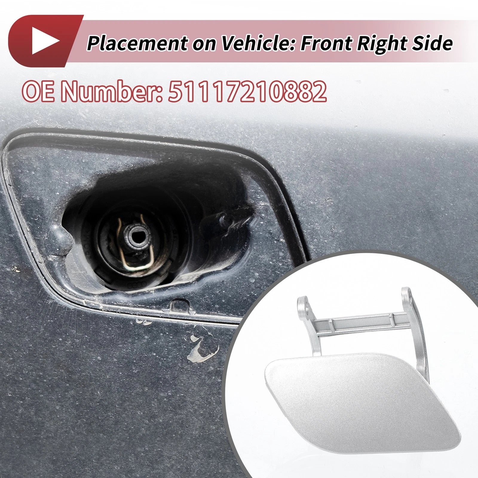 Washer Nozzle Cover Cap for BMW 740i (No. 51117210882) Silver Tone