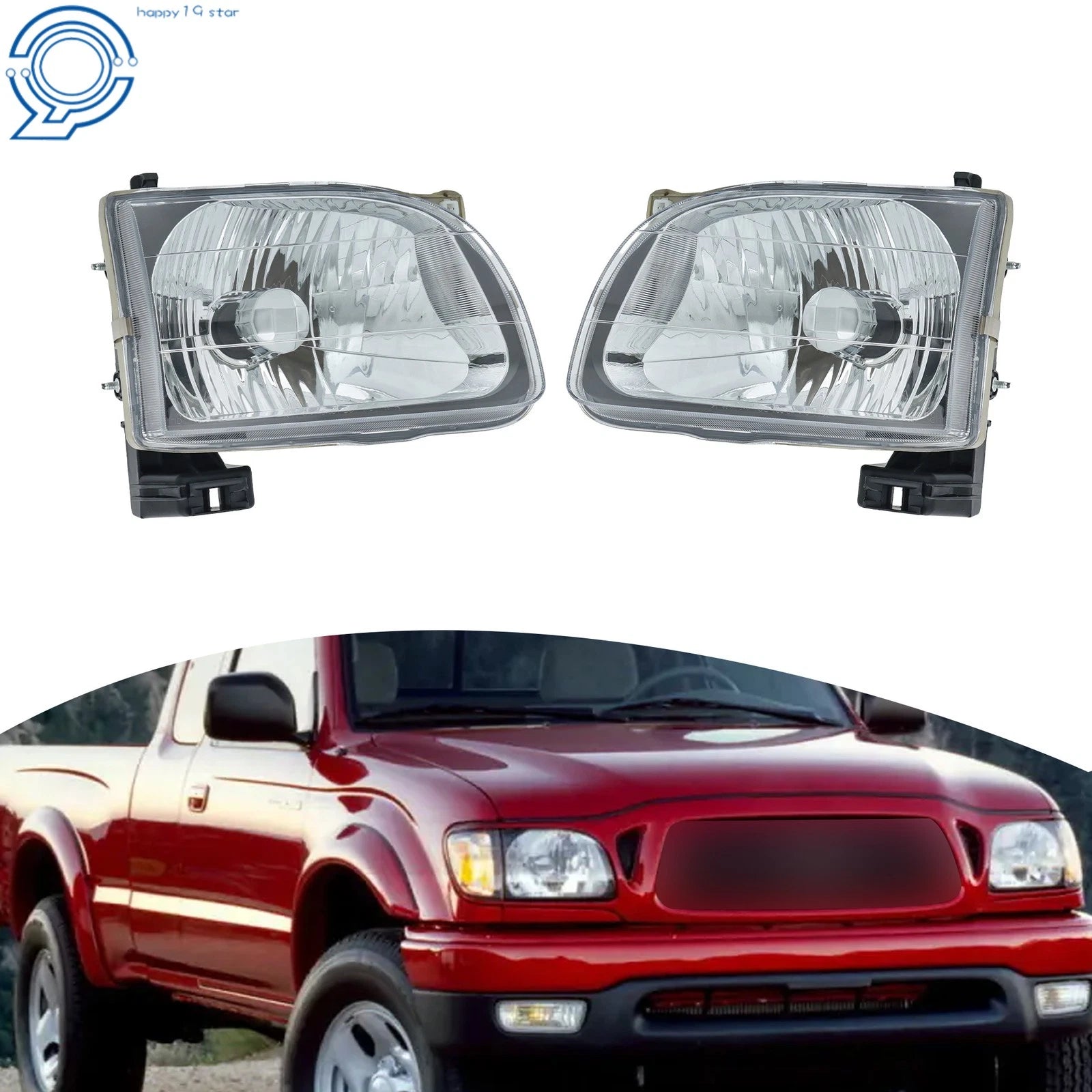 Headlight Assembly Set for Toyota Tacoma (2001–2004) Left+Right Side