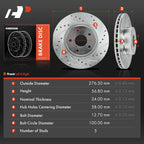 Front Side Drilled Brake Rotors for Subaru Legacy/Impreza (1991–2005)