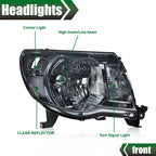 Set of 2 Smoke Lens Chrome Headlights for Toyota Tacoma (2005–2011)