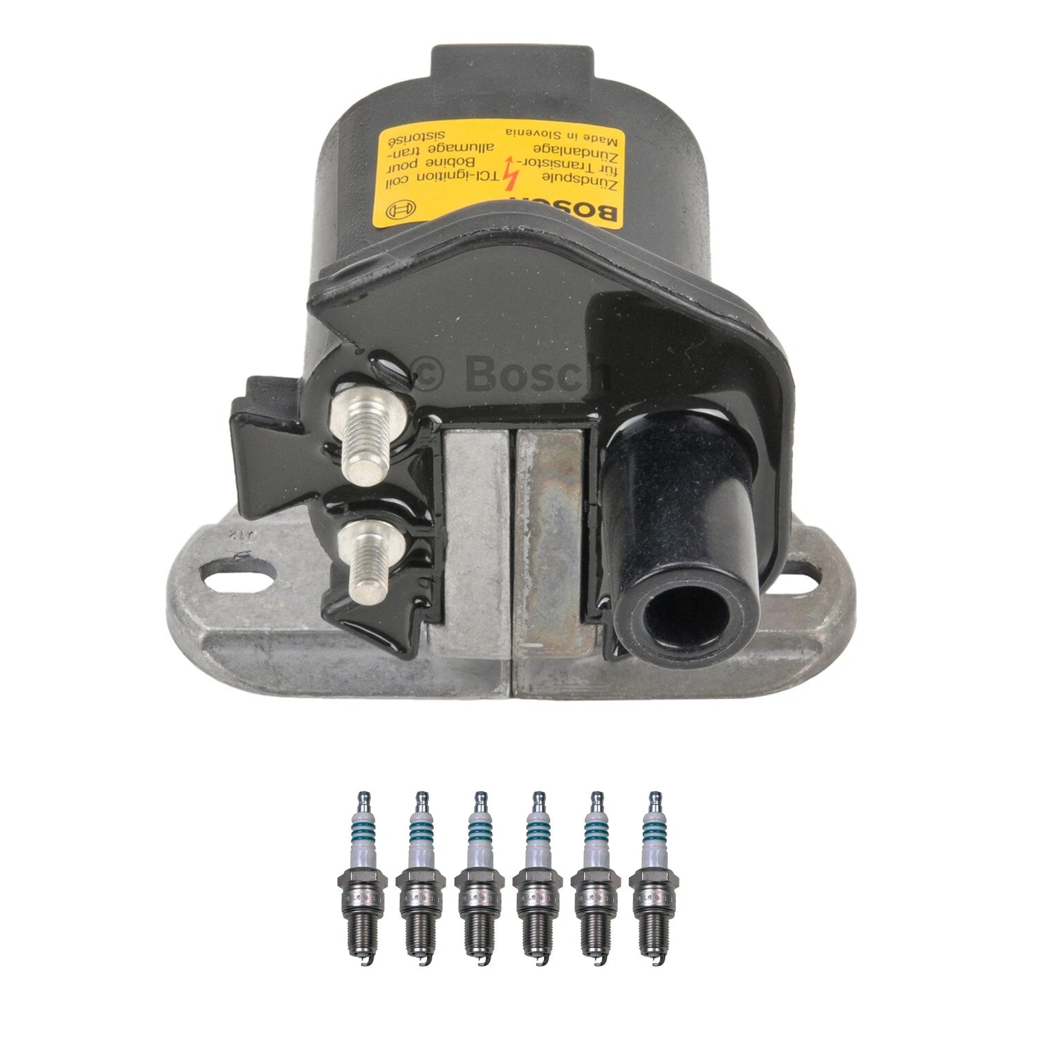 Set of 1 Ignition Coil & 6 Iridium Spark Plugs for BMW E32 E34