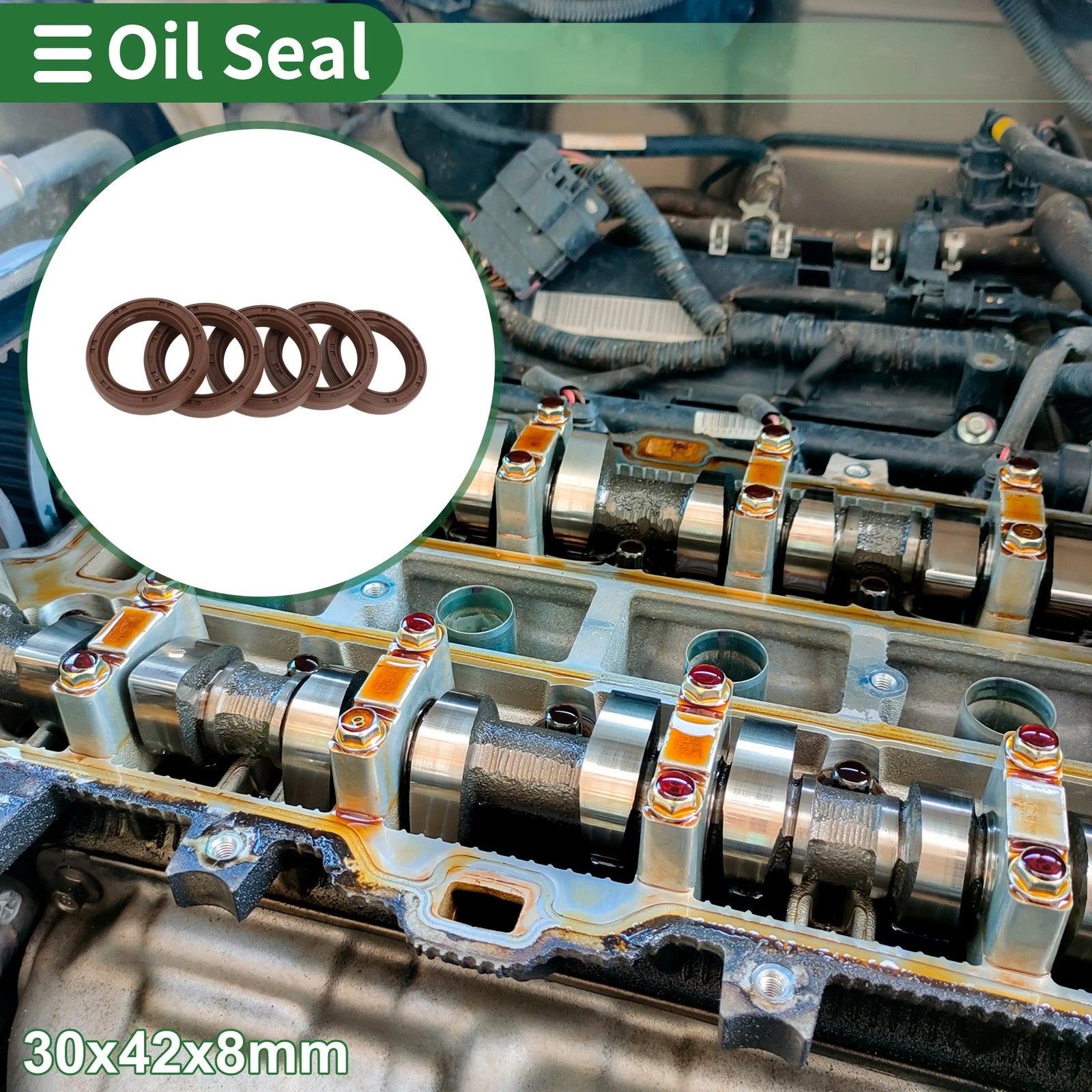 Set of 5 Oil Seals FKM Rubber 30x42x8mm High Pressure