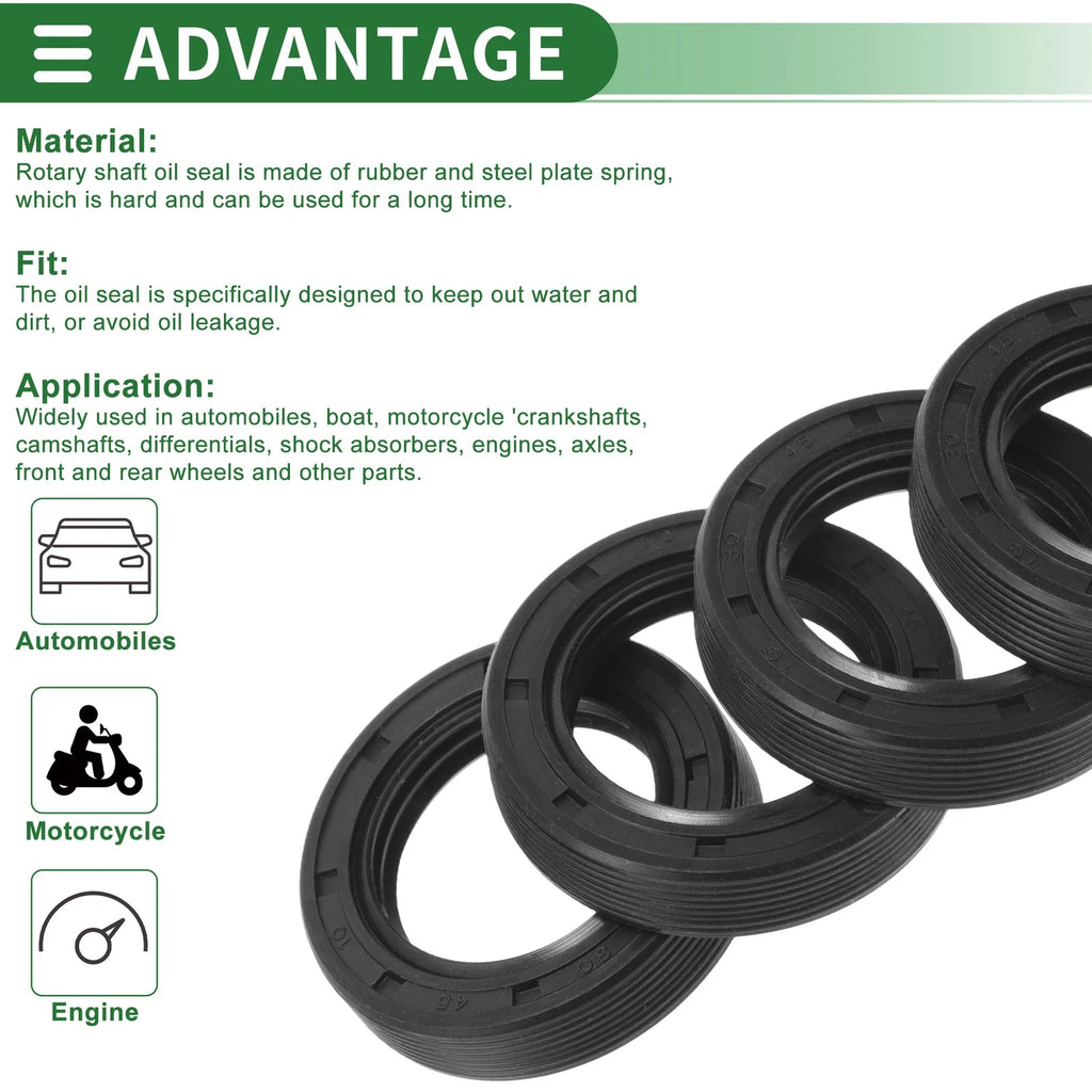 Set of 5 Oil Seal TG4 Lip Seal Ring NBR Rubber 30x45x10mm