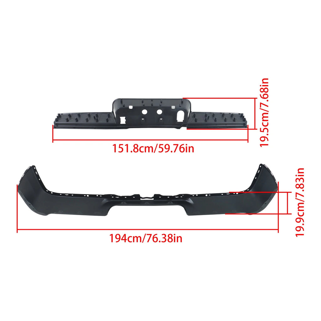 Set of 2 Rear Bumper Face Bar & Step Pad for RAM 2500 3500 (2019–2024)
