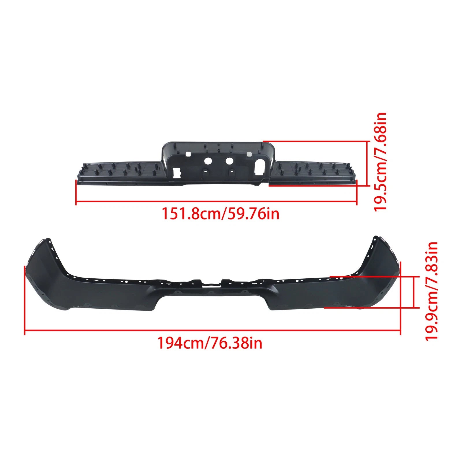 Set of 2 Rear Bumper Face Bar & Step Pad for RAM 2500 3500 (2019–2024)