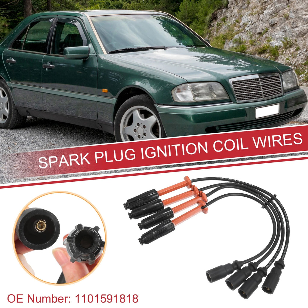 Set of 4 Spark Plug Wire Ignition Coil Cables No. 1101591818 for Mercedes-Benz C220 