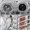 Halo Ring LED DRL Projector Headlight for Ford Mustang (1999–2004) Chrome Amber