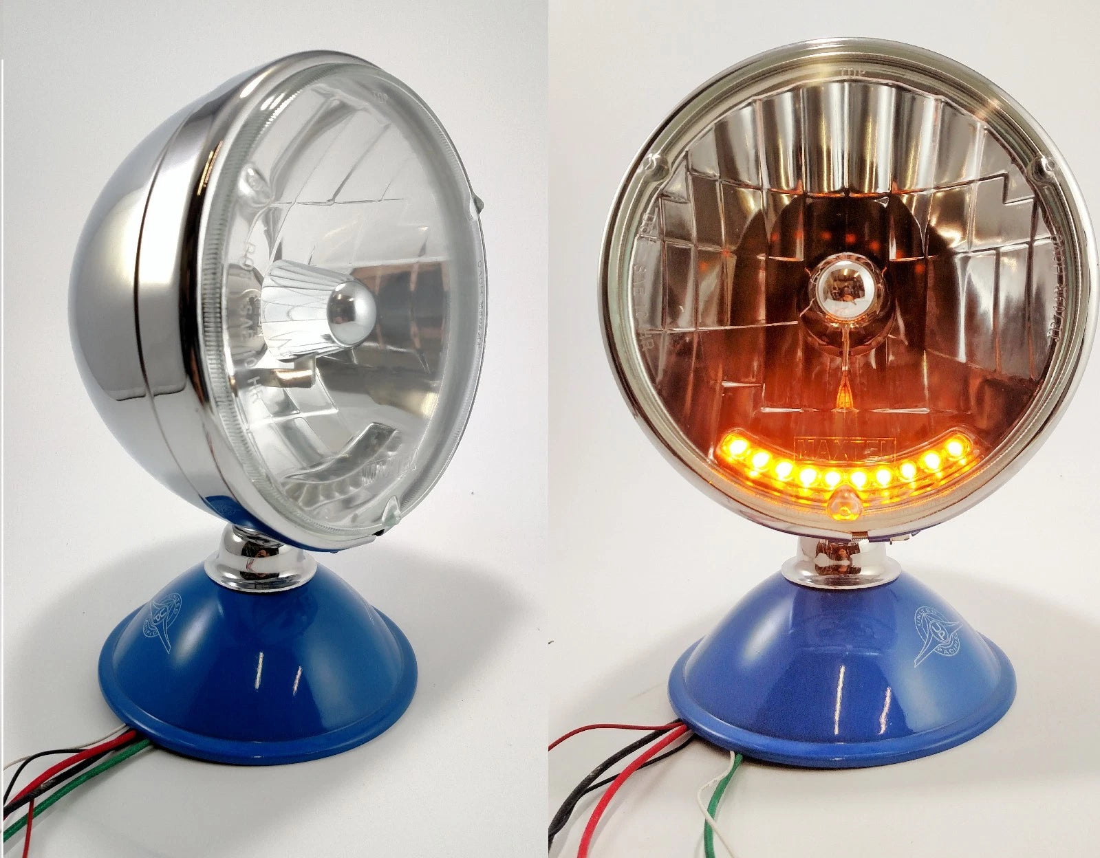 Crystal Headlight Set 7 Inch with LED Amber Turn for Chrome Dietz (1998–2001)