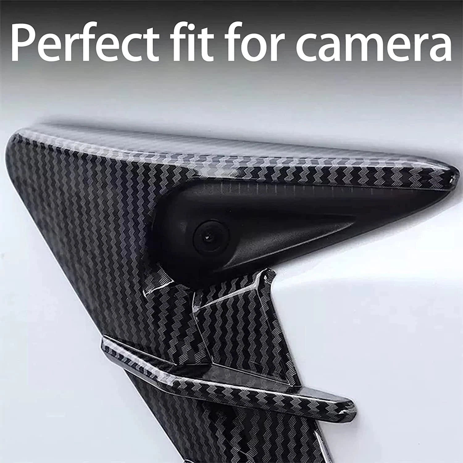 Gloss Carbon Fiber Side Fender Camera Cover Trims for Tesla Model 3 Y