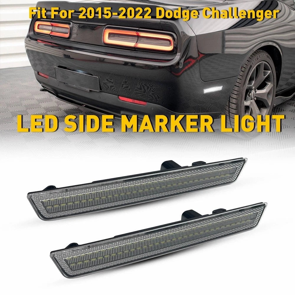 Rear LED Side Marker Light Clear Lens White for Dodge Challenger (2015–2023)