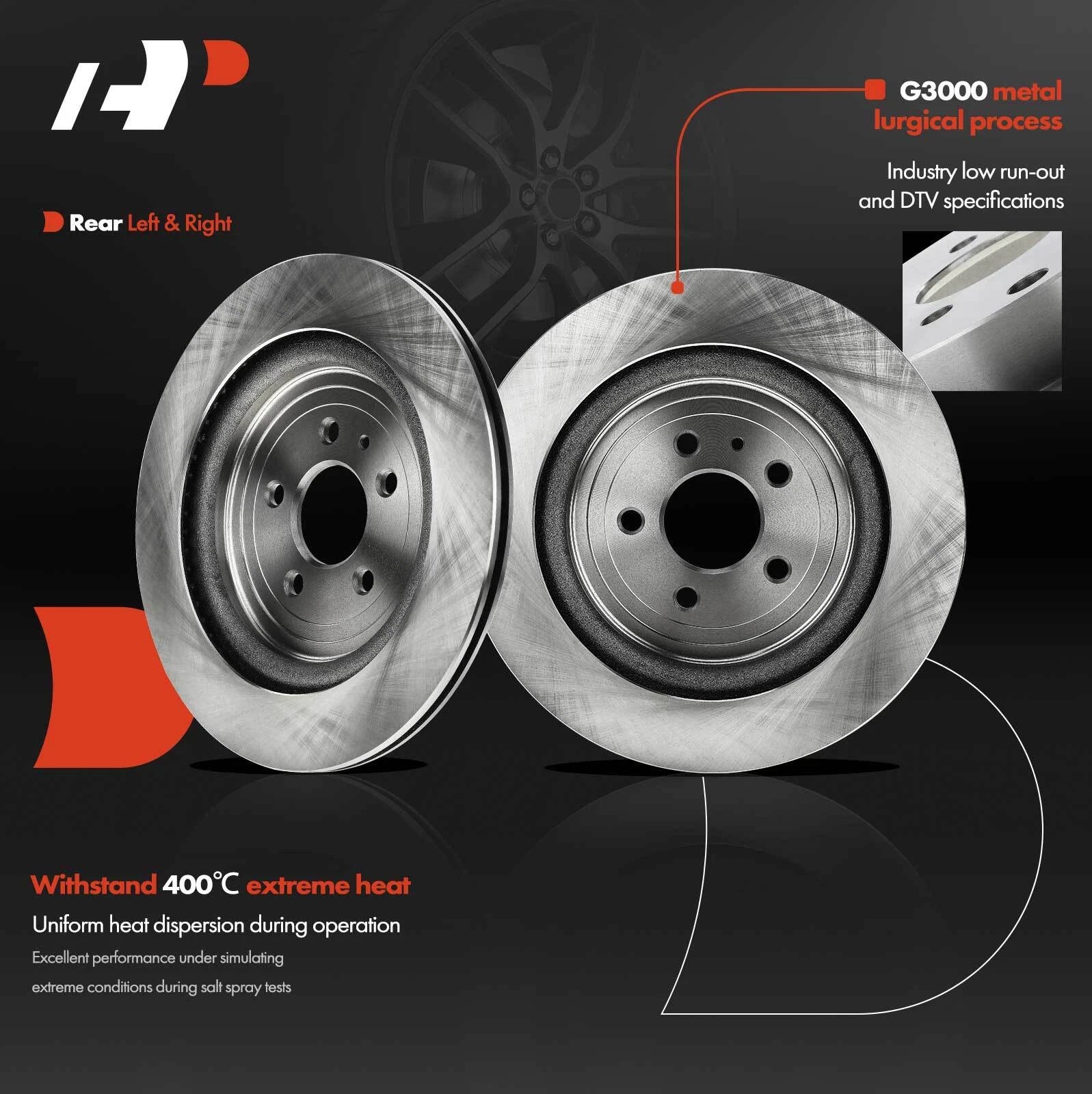 Rear Disc Brake Rotors for Ford Explorer Taurus Flex Lincoln (2013-2019)