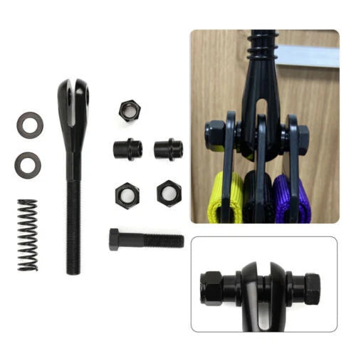 2X Limit Strap Clevis Adjustable Heavy Duty Weld On Mounting Kit Black