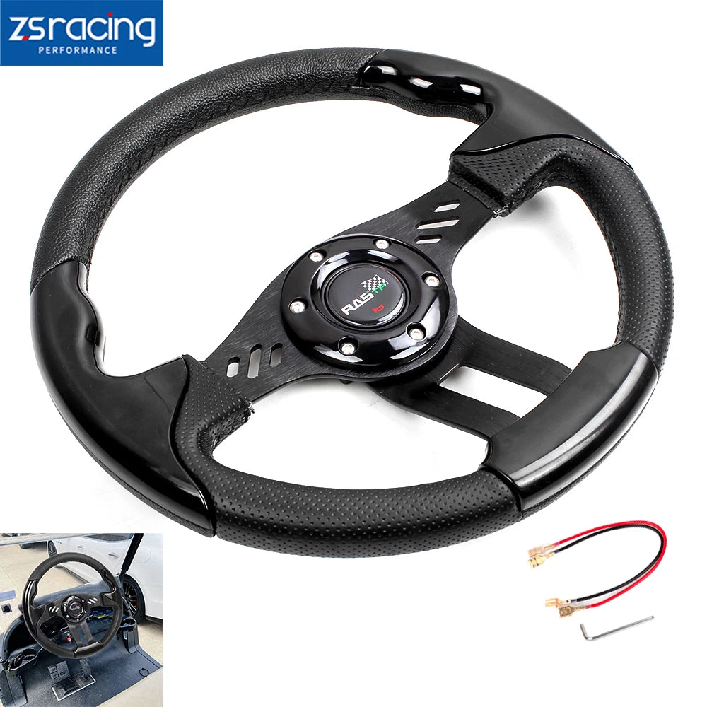 6 Bolt Aluminum 13" Black Racing Steering Wheel for Universal Fit