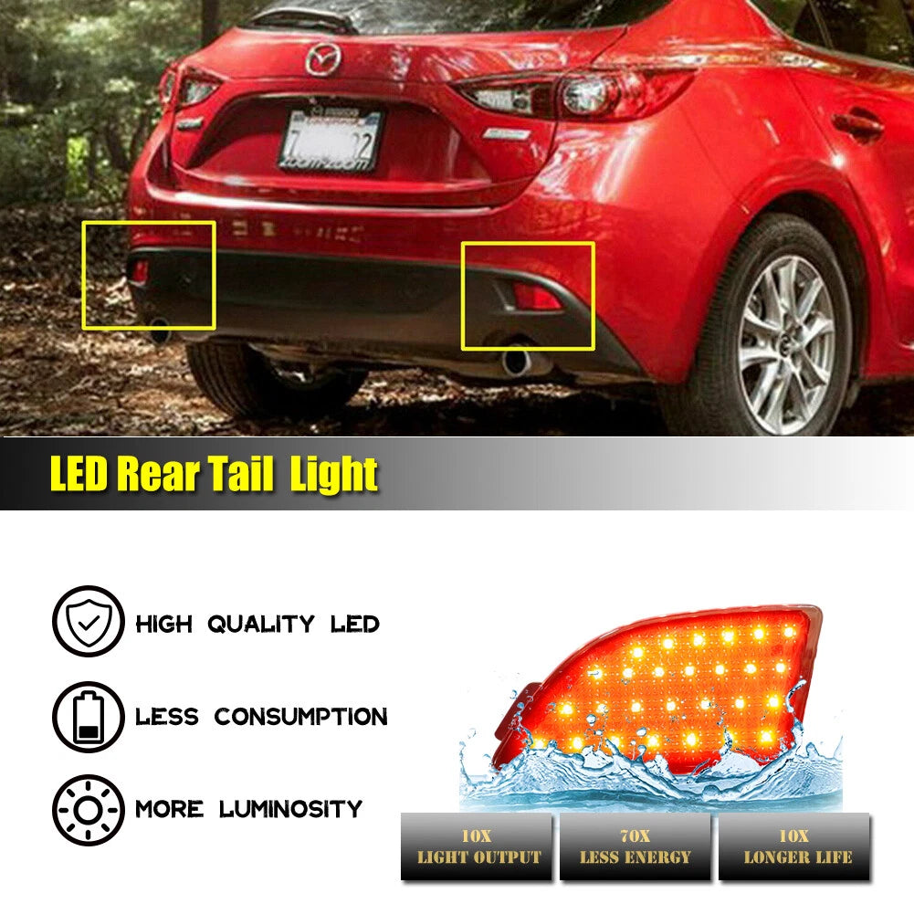 2X LED Rear Bumper Reflectors for Mazda 3 Axela (2014–2020)