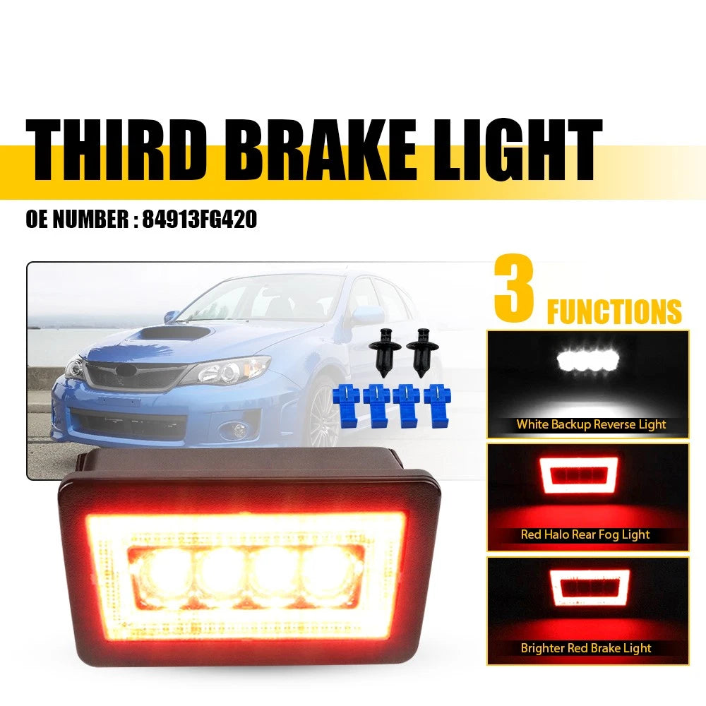 Red LED Rear Fog Tail Third Brake Light for Subaru WRX STI XV (2015–2021)