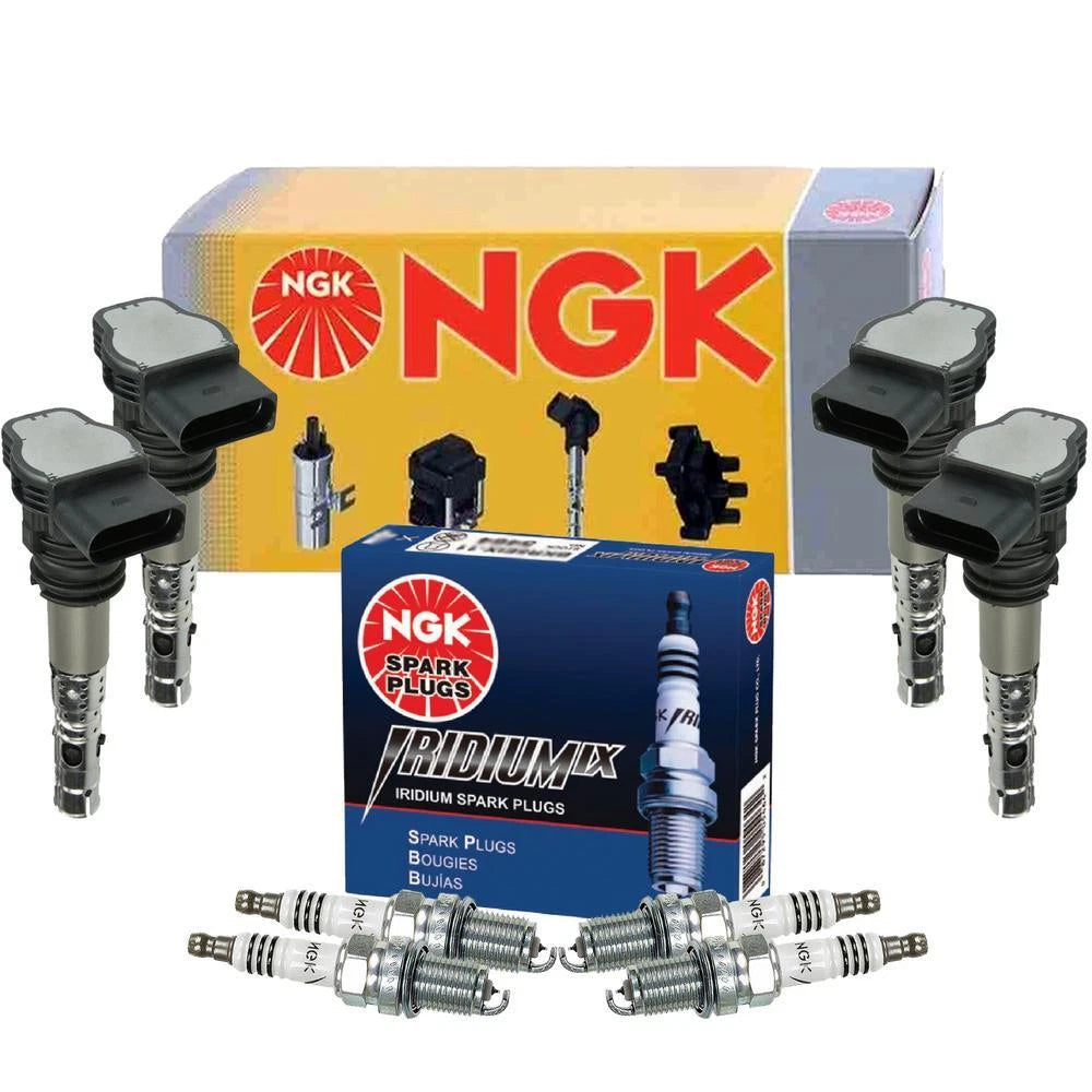 Set of 4 Ignition Coils & 4 Iridium IX Spark Plugs for Audi Volkswagen
