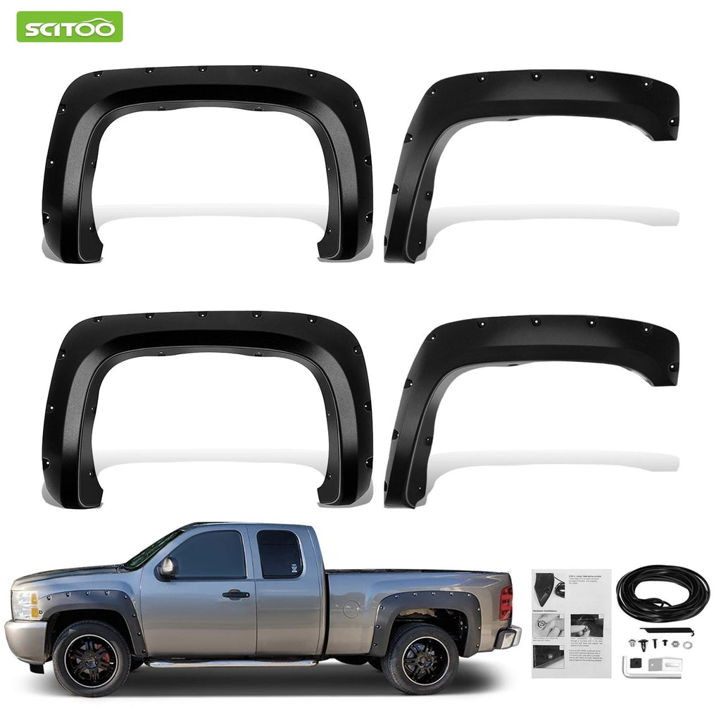 Set of 4 Pocket Style Fender Flares for Chevy Silverado 1500 (2007–2013)
