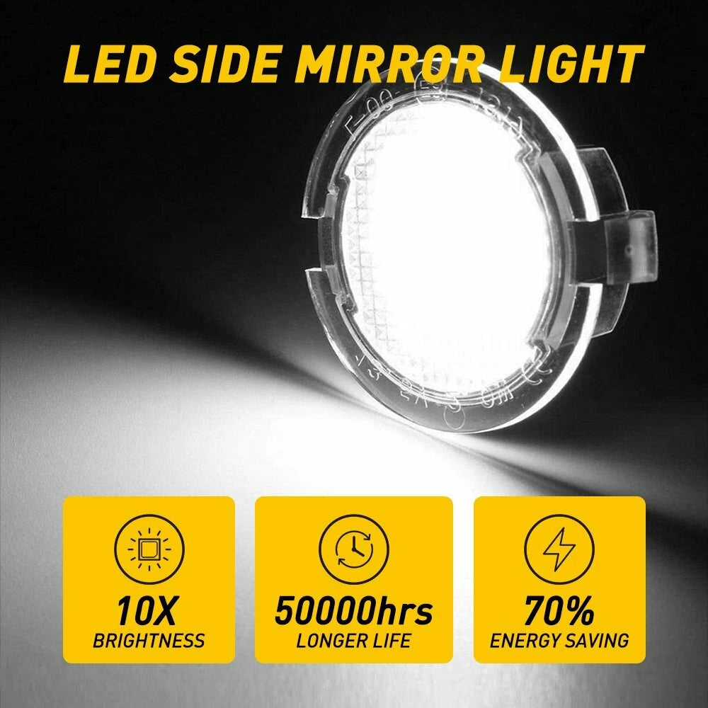 White LED Side Mirror Puddle Lamp for Ford F-150 Explorer (2015–2023)