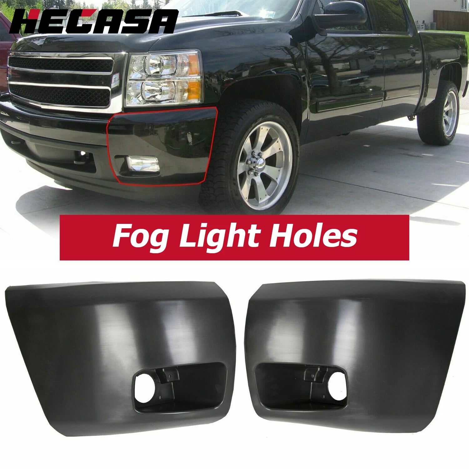 Set of 2 Bumper End Caps for Chevy Silverado 1500 (2007–2013)