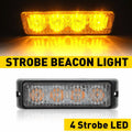 4X Amber LED Emergency Beacon Strobe Lights for Car Truck