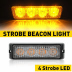4X Amber LED Emergency Beacon Strobe Lights for Car Truck