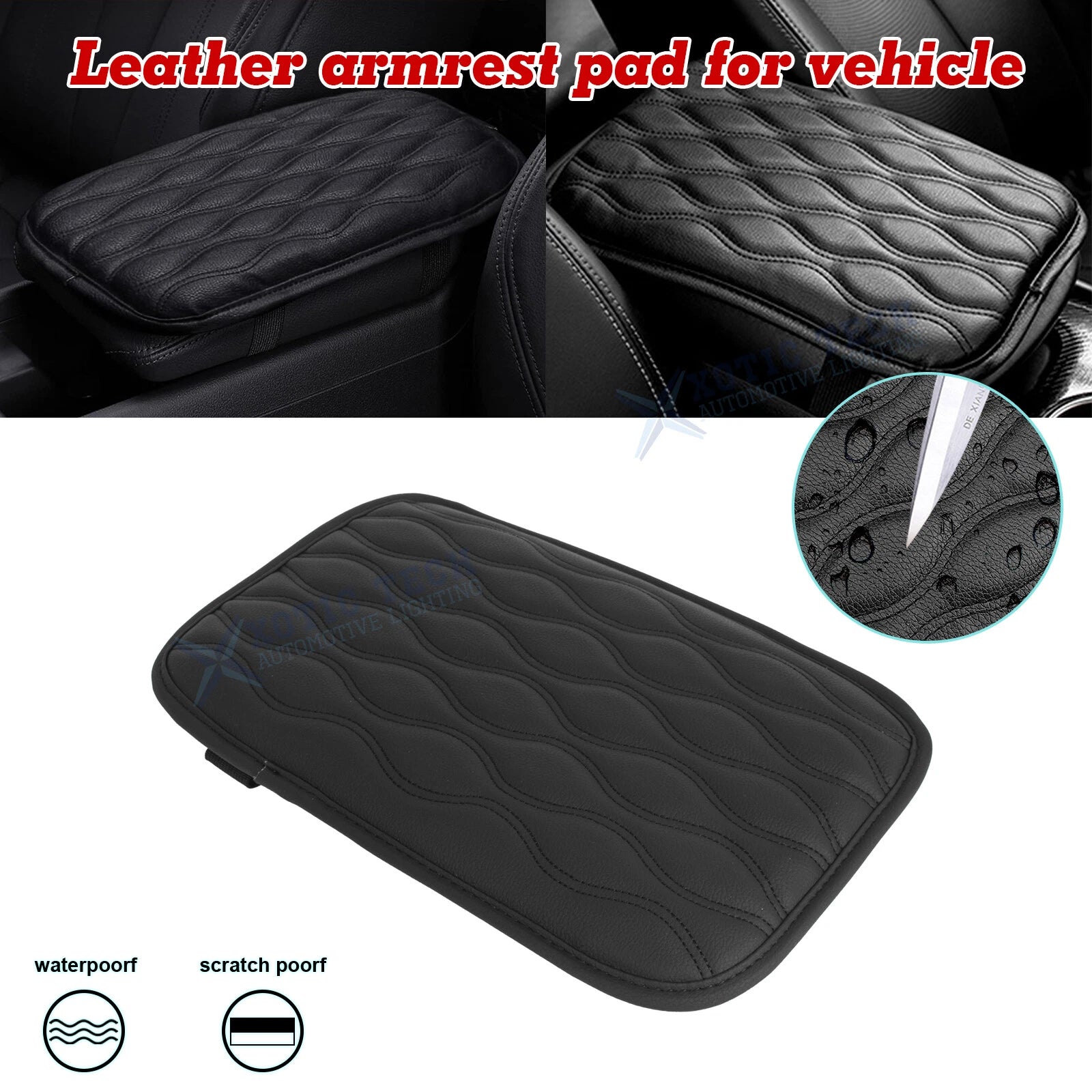 1PC Black Armrest Cover for Seat Box Cushion Pad Case Accessories (—)