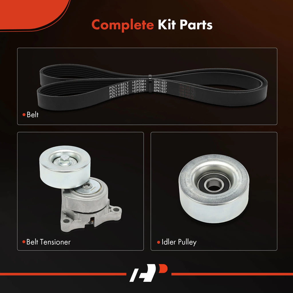 3X Serpentine Belt Drive Component Kit for Subaru Outback (2001-2004)