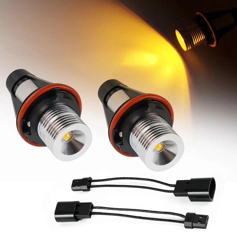 LED Angel Eyes Amber Halo Ring Marker Light Bulb for BMW E39 E60 E61 (1997–2010)
