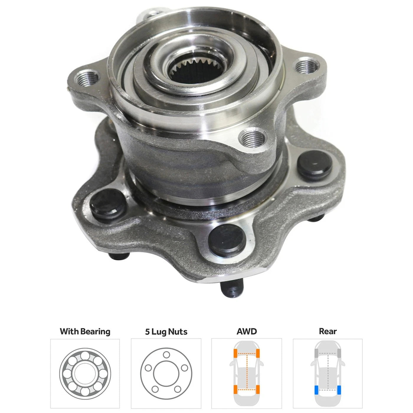 Wheel Hubs for Nissan Juke (2011–2014) Front & Rear with Bearing AWD
