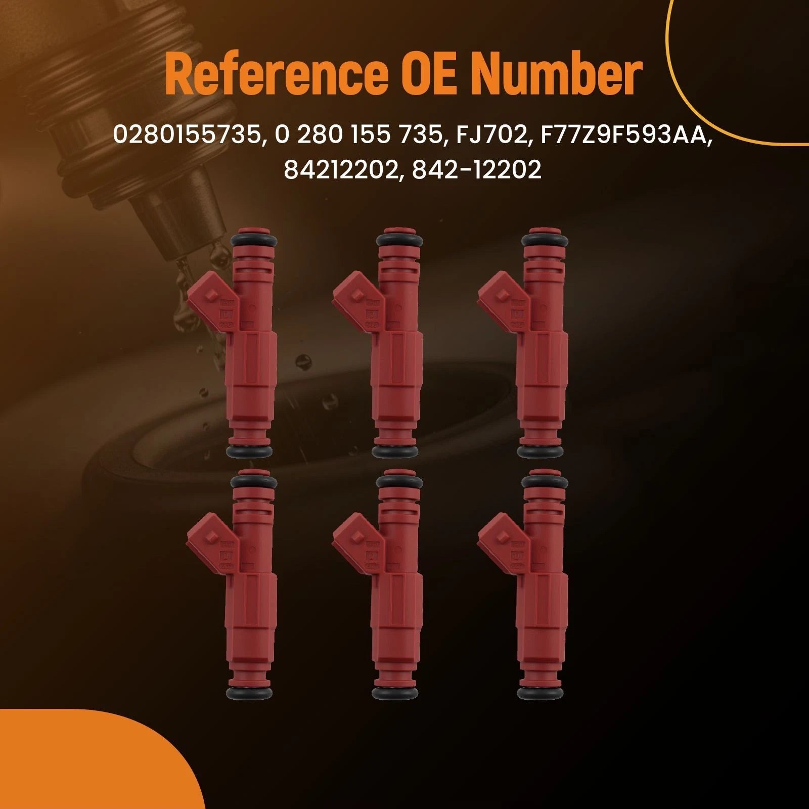 6 Fuel Injectors for Ford Explorer 4.0L OHV SOHC (1997–1998) 84212202