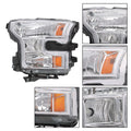 Set of 2 Chrome Headlights for Ford F150 (2015–2017) - Left + Right