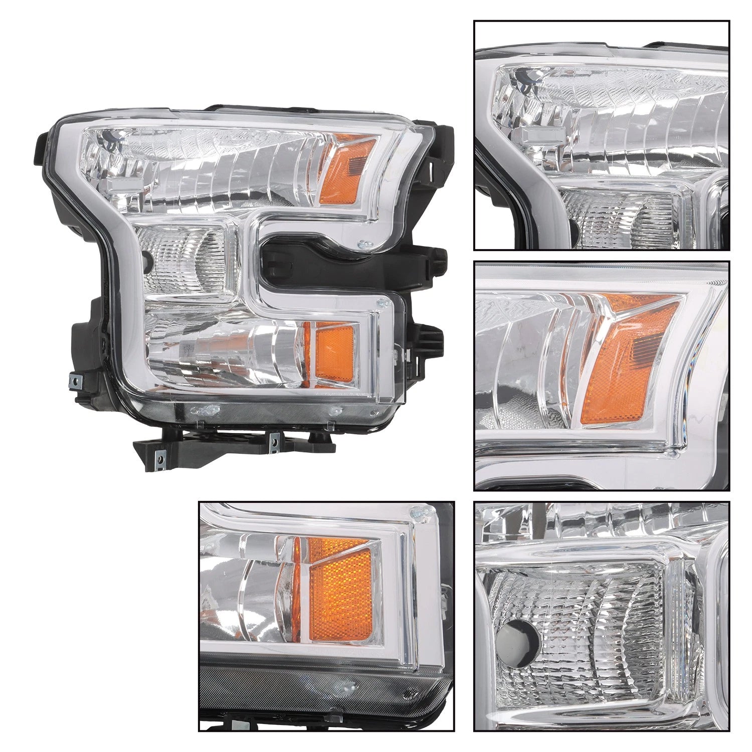 Set of 2 Chrome Headlights for Ford F150 (2015–2017) - Left + Right