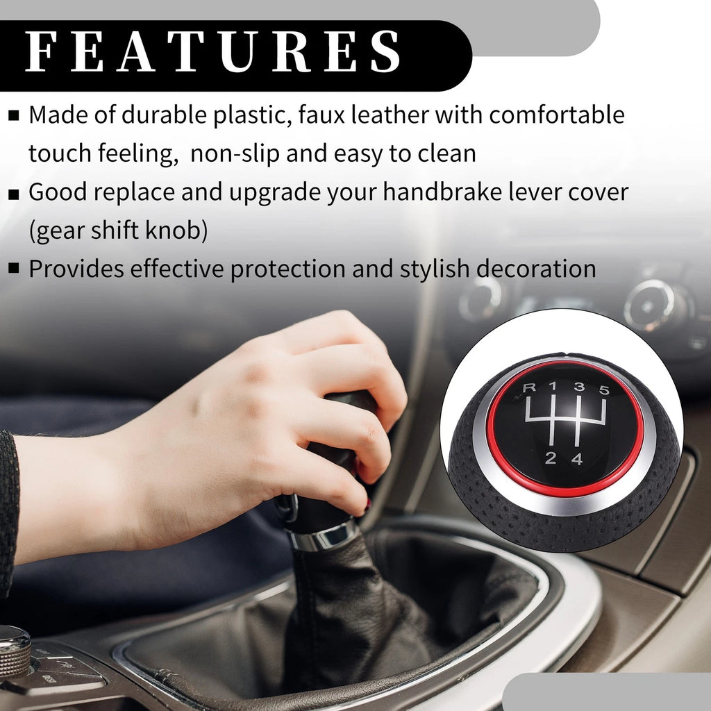 5 Speed Manual Gear Shift Knob with Cover for Audi A4 (2007–2015) Black Leather