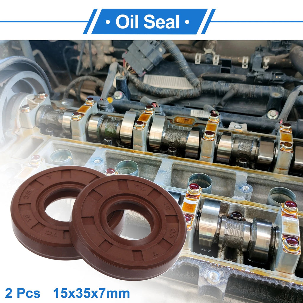 Set of 2 Oil Seal Rotary Shaft Seal FKM Rubber 15x35x7mm