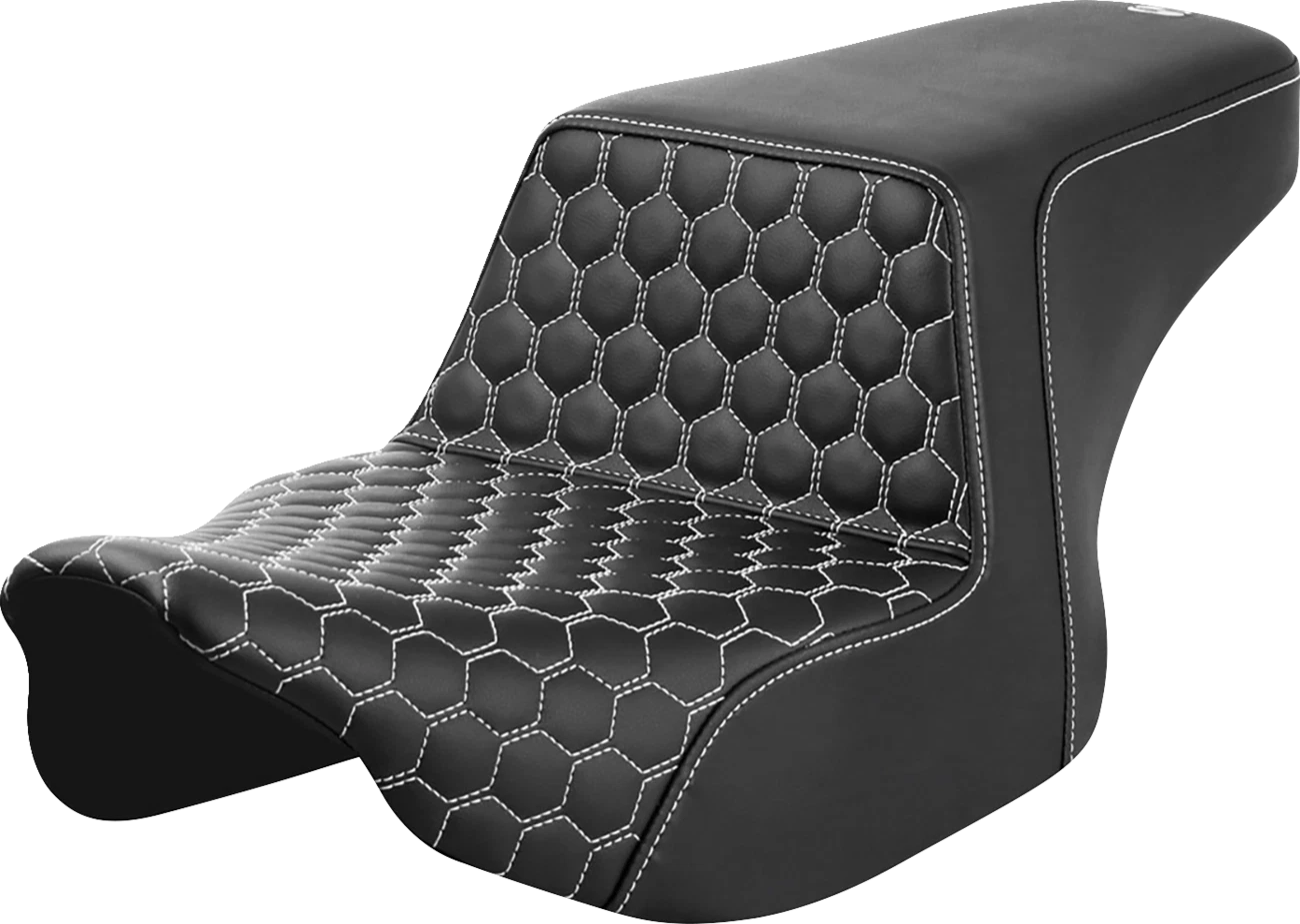 SADDLEMEN Step-Up Seat for FL (2023–2024) - Front Honeycomb, White Stitching