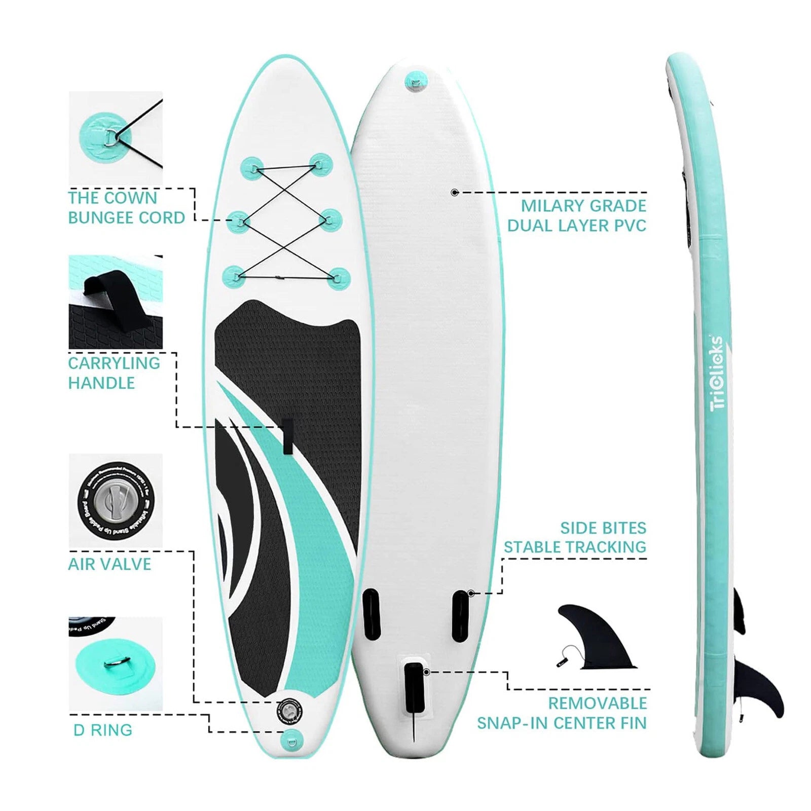 Inflatable SUP Paddle Board 10.5'x30''x6'' for Youth/Adult