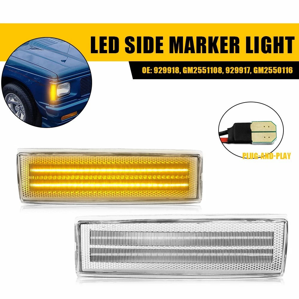 Clear Front Side Marker Lights for GMC Chevy Pickup Blazer Suburban Jimmy (1973–1980)