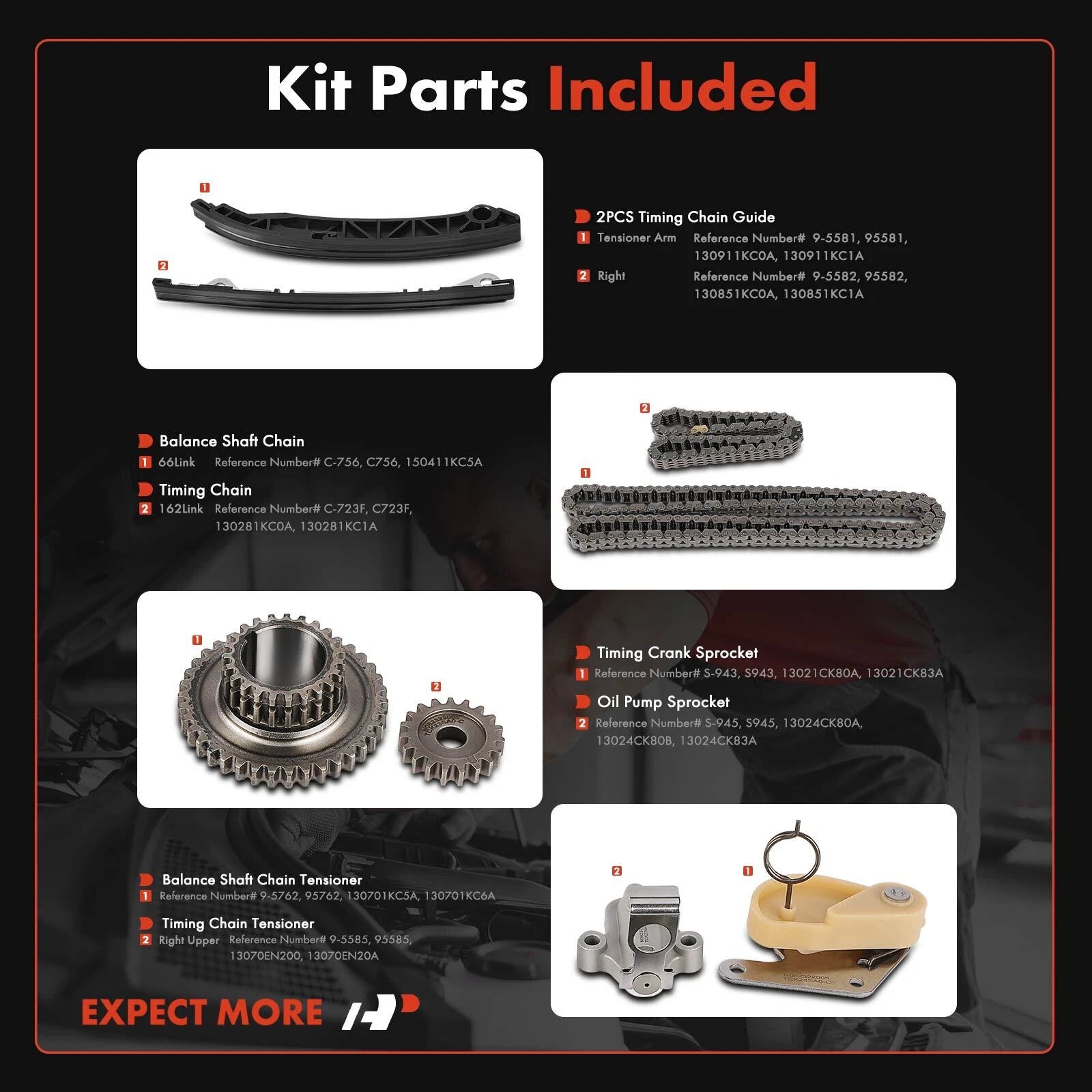 8x Timing Chain Kit for Nissan Sentra Juke (2013-2018)