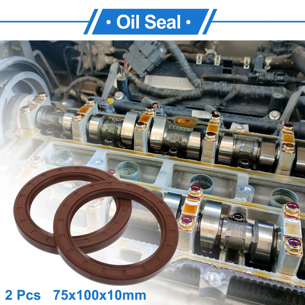 2X Oil Seal Rotary Shaft Seal for Various Models (75x100x10mm) FKM Rubber