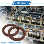 2X Oil Seal Rotary Shaft Seal for Various Models (75x100x10mm) FKM Rubber