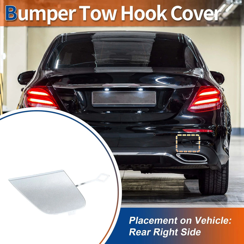 Rear Car Bumper Tow Hook Cover for Mercedes-Benz W213 (2017–2023) No.A2138850022 Silver Tone